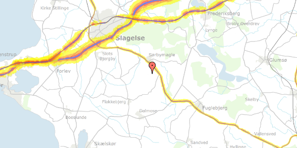 Trafikstøjkort på Indelukket 1, 4200 Slagelse