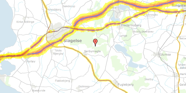 Trafikstøjkort på Lorupvej 34, 4200 Slagelse