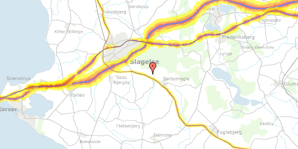 Trafikstøjkort på Rosted Skovvej 14A, 4200 Slagelse