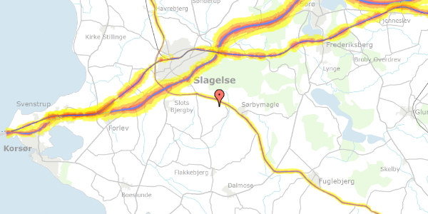 Trafikstøjkort på Søndermarken 1, 4200 Slagelse