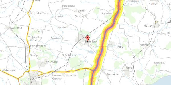 Trafikstøjkort på Bråbyvej 40, 4690 Haslev