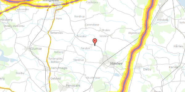 Trafikstøjkort på Førslev Skolevej 15, 4690 Haslev