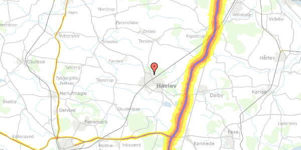 Trafikstøjkort på Havrevænget 29, 4690 Haslev