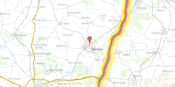 Trafikstøjkort på Hvedevænget 28, 4690 Haslev