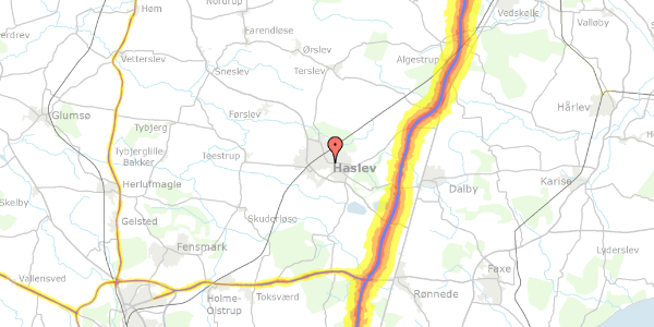 Trafikstøjkort på Højskolevej 4, 4690 Haslev
