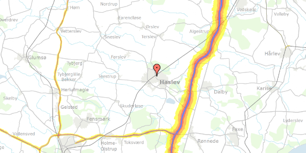 Trafikstøjkort på Korsagervej 5, 4690 Haslev