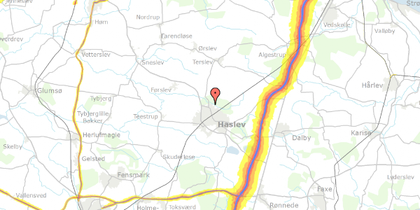 Trafikstøjkort på Nordskovvej 28, 4690 Haslev