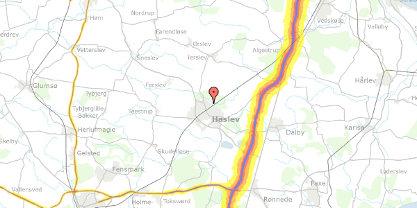 Trafikstøjkort på Parcelvej 18, 4690 Haslev