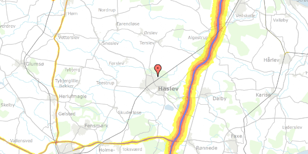 Trafikstøjkort på Parcelvej 29, 4690 Haslev