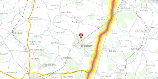Trafikstøjkort på Parcelvej 35, 4690 Haslev