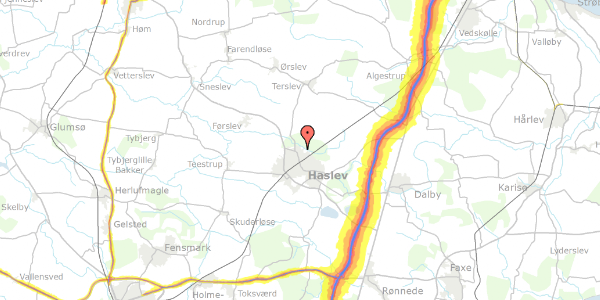 Trafikstøjkort på Parcelvej 44, 4690 Haslev