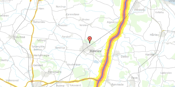Trafikstøjkort på Parcelvej 48, 4690 Haslev