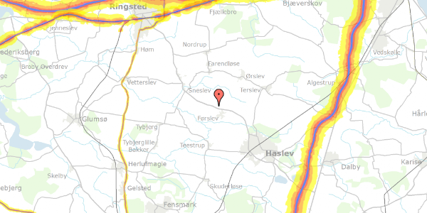 Trafikstøjkort på Ringstedvej 131, 4690 Haslev