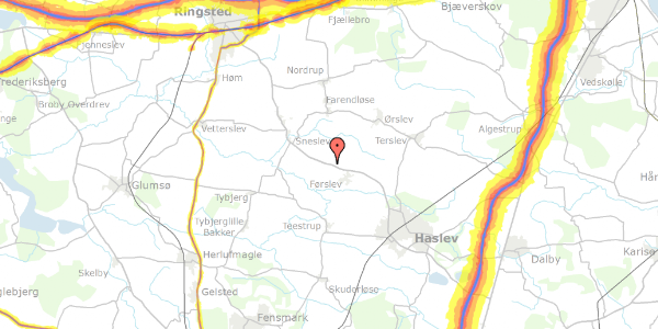 Trafikstøjkort på Ringstedvej 143, 4690 Haslev