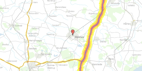 Trafikstøjkort på Rørdalen 4, 4690 Haslev