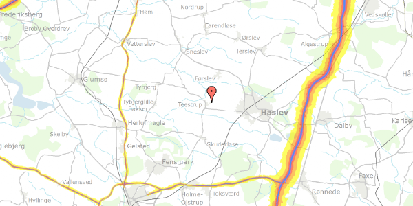 Trafikstøjkort på Teestrup Bygade 26B, 4690 Haslev
