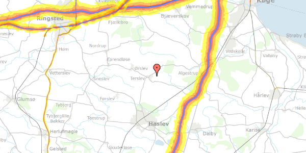 Trafikstøjkort på Ternesøvej 35, 4690 Haslev