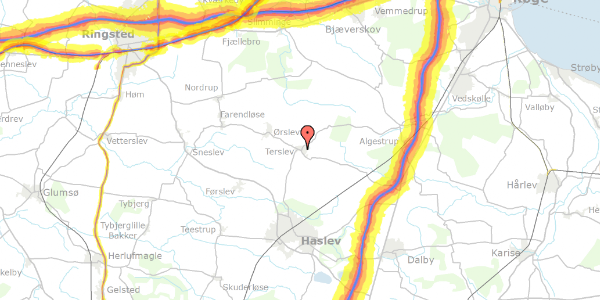 Trafikstøjkort på Terslev Bygade 13, 4690 Haslev