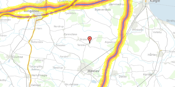 Trafikstøjkort på Terslev Møllevej 38A, 4690 Haslev
