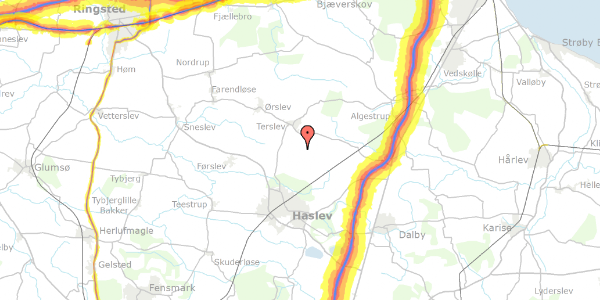 Trafikstøjkort på Terslev Skolevej 7, 4690 Haslev