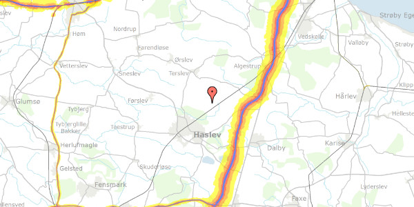 Trafikstøjkort på Terslev Skolevej 14, 4690 Haslev