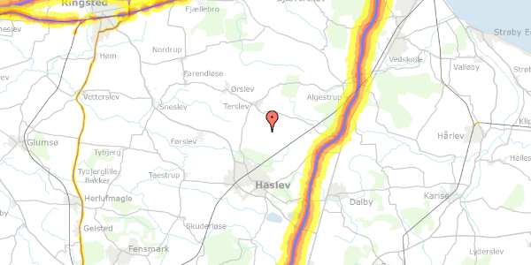 Trafikstøjkort på Terslev Skolevej 18, 4690 Haslev