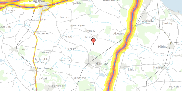 Trafikstøjkort på Terslevvej 9, 4690 Haslev