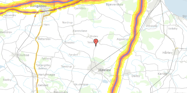 Trafikstøjkort på Terslevvej 17, 4690 Haslev