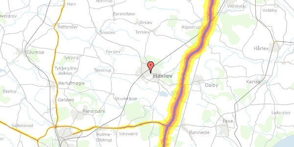Trafikstøjkort på Vesterled 35, 4690 Haslev
