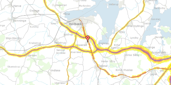 Trafikstøjkort på Bakkehøj 5, 4390 Vipperød