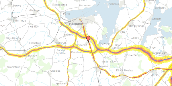 Trafikstøjkort på Bakkehøj 12, 4390 Vipperød