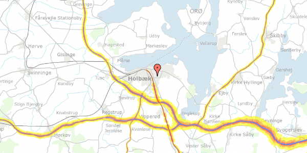 Trafikstøjkort på Borgmestergårdsvej 4, 2. th, 4300 Holbæk