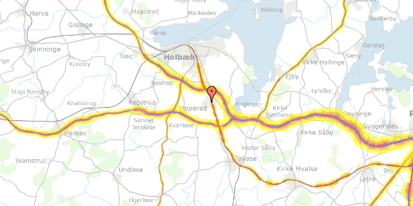 Trafikstøjkort på Jægervænget 10, 4390 Vipperød