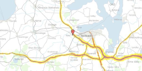 Trafikstøjkort på Kløvervænget 10, 4300 Holbæk