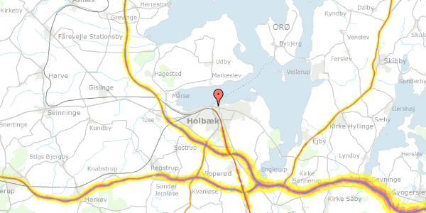 Trafikstøjkort på Pølsekrogen 1, 1. th, 4300 Holbæk