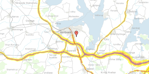 Trafikstøjkort på Roskildevej 223B, 4300 Holbæk