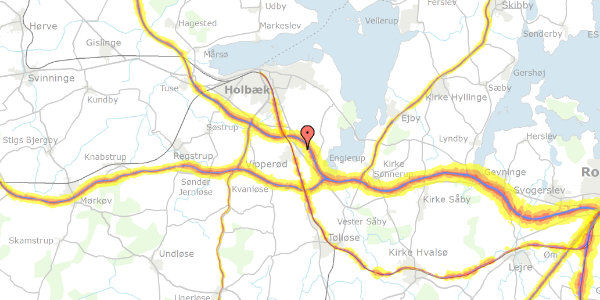 Trafikstøjkort på Roskildevej 331, 4390 Vipperød