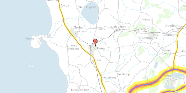 Trafikstøjkort på Rosenvænget 28, 4270 Høng