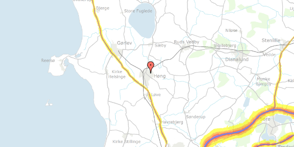 Trafikstøjkort på Rosenvænget 34, 4270 Høng