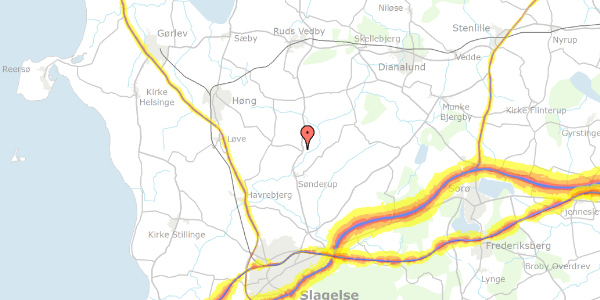 Trafikstøjkort på Solbjergvej 71, 4200 Slagelse