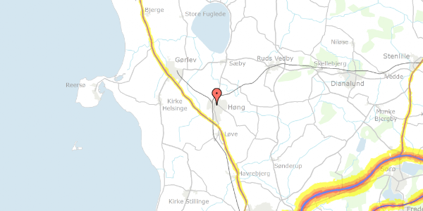 Trafikstøjkort på Strandvej 18, 4270 Høng