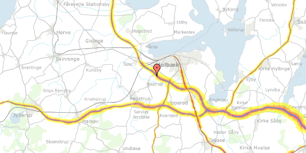 Trafikstøjkort på Søstrupvej 13, 4300 Holbæk