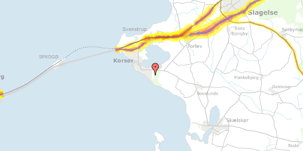 Trafikstøjkort på Bondesvænget 29, 4220 Korsør