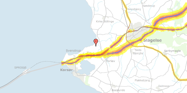 Trafikstøjkort på Broholmvej 126, 4220 Korsør