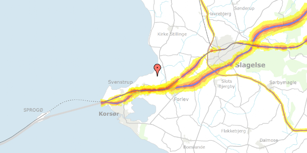 Trafikstøjkort på Broholmvej 134, 4220 Korsør