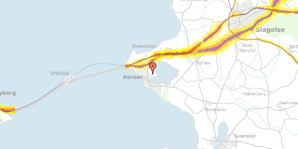 Trafikstøjkort på Dyrehegnet 18, 4220 Korsør