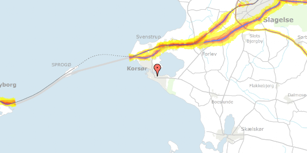 Trafikstøjkort på Dyrhaugesvej 10, 4220 Korsør