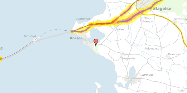 Trafikstøjkort på Fuglebakken 4, 4220 Korsør