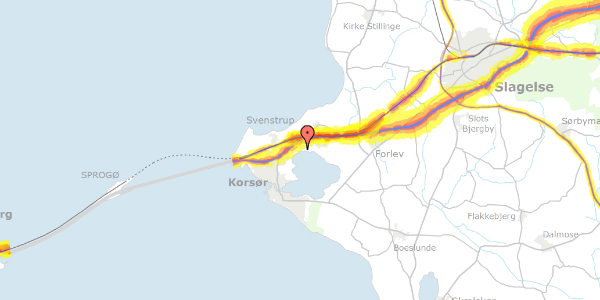 Trafikstøjkort på Halsebyvej 1, 4220 Korsør