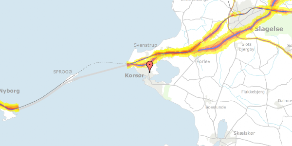 Trafikstøjkort på Halsskovvej 19, 4220 Korsør